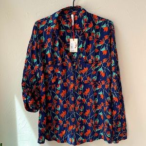 NWT RAGA BOTANICAL NIGHTS FLORAL SHIRT S